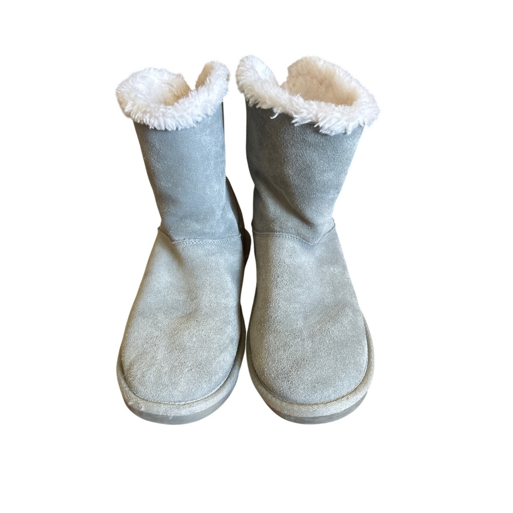 Koolaburra by UGG Victoria Boots Kids Size 3 Light Grey Suede Faux Fur